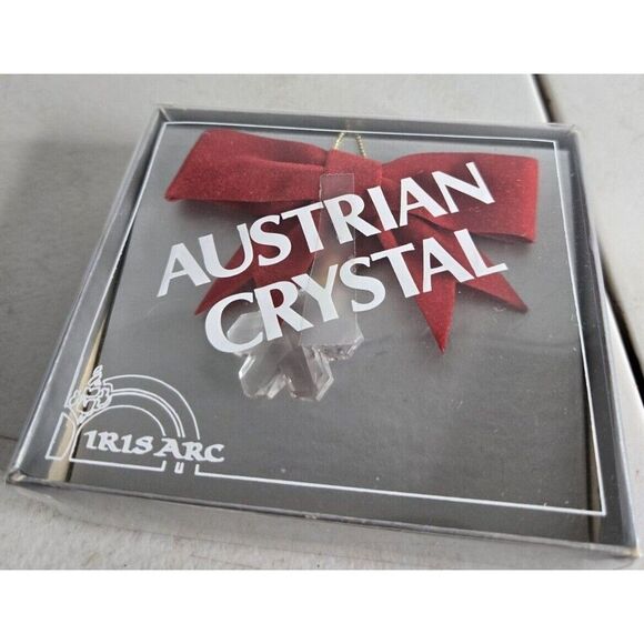 Austrian Crystal Ornament with Red Bow in Box - Picture 1 of 4